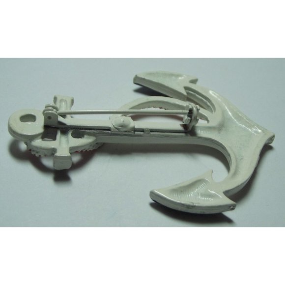 Vintage Anchor Brooch Pin  Victorian enamel red white blue patriotic sailor ship - Picture 7 of 8